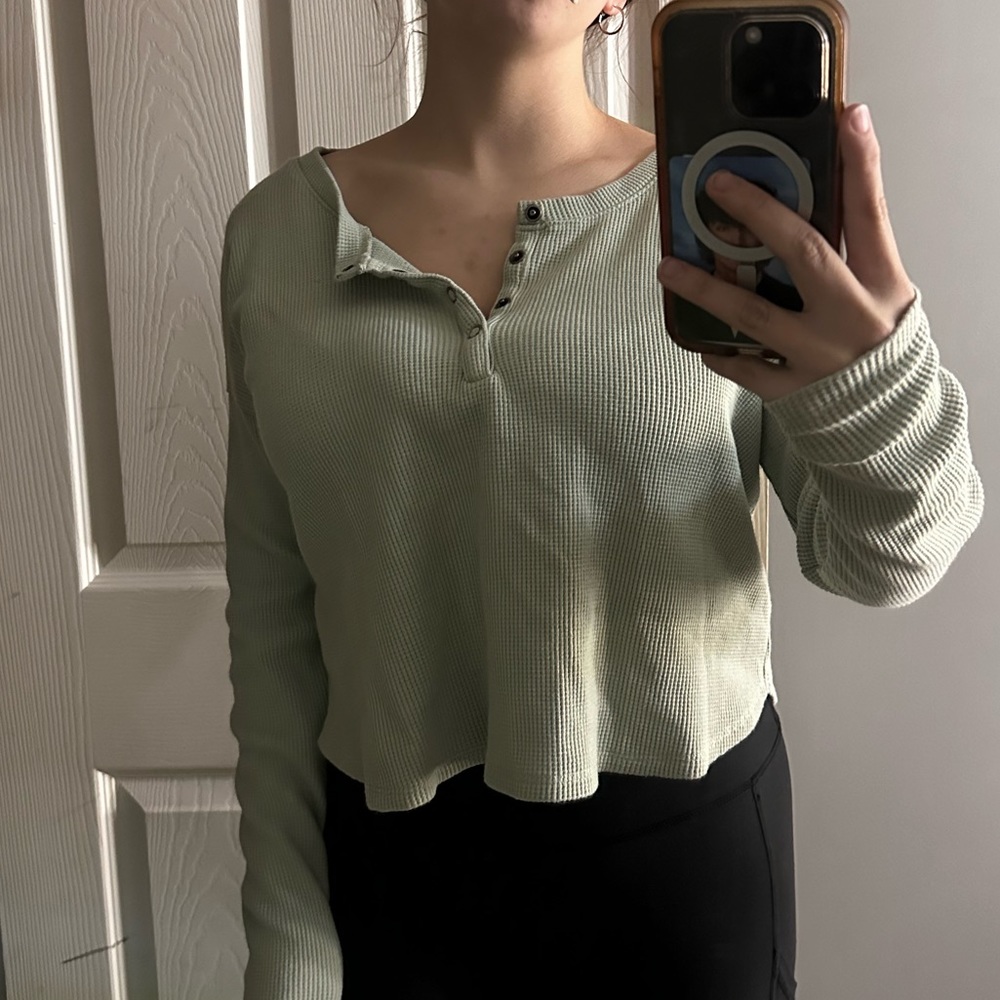 Green Hollister long sleeve shirt